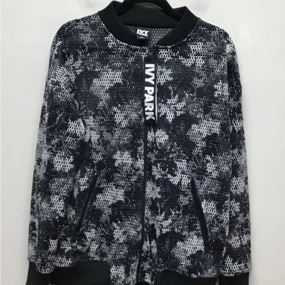 IVY PARK Black and White Mesh Bomber Jacket - Picture 5 of 7